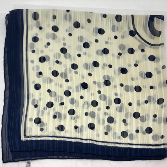 Chanel Navy & White Silk Chiffon 90cm Scarf - Picture 8 of 9